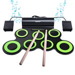 BONROB Electronic Drum Set, Roll Up Drum Kit with Headphones and Built-in Speaker Drum Pedals and Sticks