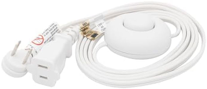 FIRMERST Foot Switch Extension Cord 6 Feet for Floor lamp, Holiday Lights, White
