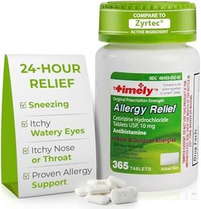 TIME-CAP LABS, INC. Timely Cetirizine HCl 10 Mg 365 Tablets - Compared to Zyrtec Active Ingredient Tablets – 24 Hour Allergy Relief from Sneezing, Runny Nose, Itchy Watery Eyes, Itchy Throat or Nose