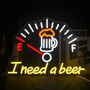 I Need a Beer Neon Sign Beer LED Neon Light Bar Wall Decor for Pub Man Cave Shop Teen Room Game Room Decor Hip Hop Party Neon Signs Wall Decor Party Bedroom Unique Gifts for Wine Lovers