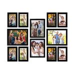 Amazon Brand - Solimo Synthetic Set Of 12 Collage Photo Frames (4 Pcs-8X10 Inch & 8 Pcs-5X7 Inch), Black, Rectangular, tabletop