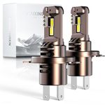 WAIXINGREN H4 Led Headlight Bulbs, 6500K Cool White, 60W 26000LM H4 Headlight Bulbs led with Fan, No Adapter Required, Plug and Play Easy Installation, Pack of 2 (H4/9003/HB2)