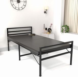 Honey Touch® Metal Folding Bed Single Size with Double Layer Mattress for Sleeping Guest Bed Easily Storable (Black, Double Layer Foam)