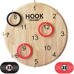 TUAHOO Hanging Hook Ring Toss Outdoor Game, Wooden Board Darts Hookie Wall Game for Game Room,Man Cave, Dorm, Patio, Ring Toss Yard Game for Kids, Adults & Family, Party Games