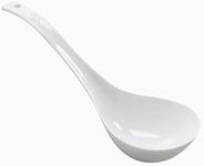 Pure White Ceramic Soup Ladle Spoon Bone China Big Ladle Spoons QHC KOCK Heavy Duty Deep Porcelain Spoons Flatware Asian Ceramic Ladle 9.4" Long 3" Wide