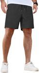 COOFANDY Mens Casual Shorts 5 Inch Waffle Elastic Waist Drawstring Shorts Summer Beach Shorts with Pockets Dark Grey