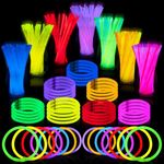 JOYIN 100 Pcs Glow Sticks Bulk 8" Glowsticks, Glow Stick Bracelets Necklaces, Glow in the Dark Party Favors, Easter, Christmas, Halloween Party Supplies Pack, Football Party Supplies