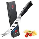 TUO Tomato Knife -Cheese Knife 5 inch Cheese Slicer Fruit Veggie Slicing Knife Serrated Edge, German Stainless Steel Blade Ergonomic Full Tang Handle Gift Box Cutlery, Fiery Phoenix Series - Black