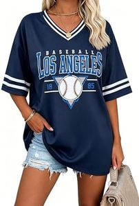 Baseball Jersey Women Game Day Sports Fan Shirts Oversized Baseball Mama Tshirt V Neck Tops Fans Gifts