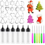 Artcome Cookie Decorating Tool Set (40Pcs), 28 Pcs Cookie Cutters, 6 Pcs Easy Squeeze Write Bottles and 6 Pcs Sugar Stir Needles, Cookie Decorating Supplies Kit for DIY Decorating Cookies and Cakes