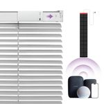 Hapadif Motorized Blinds with Remote Control, Blackout Smart Blinds for Windows, Horizontal Window Electric Blinds Cordless【Solar Powered Blinds】 Custom Automatic Blinds Silver 46" Wx64 H