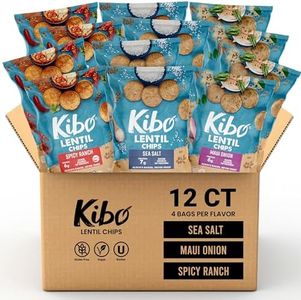 Kibo Lentil Chips Variety Pack - Gluten-Free, Vegan, Non-GMO, Plant-Based - Maui Onion, Sea Salt, Spicy Ranch, Made with Real Veggies - 28g, 12 Pack