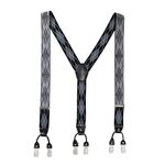 The Tie Hub Diamond Tip Black/Gray Clip On Suspenders For Men