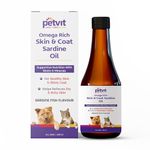 Petvit Sardine Fish Oil for Dog | Dog Supplements & Vitamins | Omega 3 6 Fish Oil Dog Supplement | Dog Hair Fall Control Medicine | | Dog Coat Supplement for Healthy Fur & Skin | 200 ml