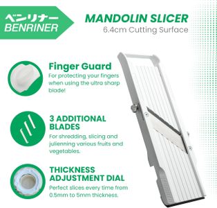 Benriner Mandoline Slicer – Adjustable Blade, Ivory