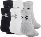 Under Armour Youth Cotton Quarter Socks, 6-Pairs, True Gray Heather Assorted 2, Youth Large