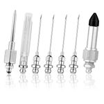 lasuroa 7pcs Grease Needle Accessory Set, Including 5 Grease Needle Nozzles 1 Grease Needle Dispenser 1 Rubber Nipple Adapter Grease Dispensing Tip Fitting Tool for Injecting