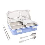 Brand Conquer Lunch Boxes for Adults - Lunch Box for Kids with Spoon & Fork - Durable Perfect Size for On-The-Go Meal, BPA-Free and Food 4 Compartment Stainless Steel (4 Compartment, Purple)