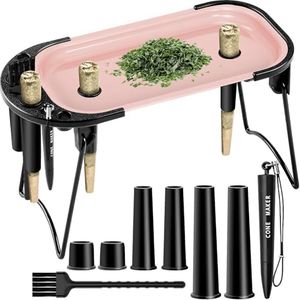 SafeDelux Foldable Rolling Tray with Loader 8.5"x3.8" for King Size & 1 1/4 Pre Rolled Cones, Portable Smoking Accessories, Cone Pre Roll Machine & Foldable Stand Cone Filler for Travel & Home