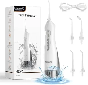 Water Flosser Cordless, Mornwell Water Flossers for Teeth - 330ML Tank and 4 Jet Tips, 3 Modes Portable Dental Oral Irrigator, Braces Care, Rechargeable Waterproof Portable Water Flosser, White