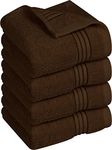 Utopia Towels 4 Pack Premium Wash Cloths Set (12 x 12 Inches) 100% Cotton Ring Spun, Highly Absorbent and Soft Feel Washcloths for Bathroom, Spa, Gym, and Face Towel (Dark Brown)