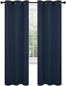 Deconovo Room Darkening Thermal Insulated Grommet Blackout Window Curtains for Living Room Curtain Panels Navy Blue 42x63 inch 2 Panels