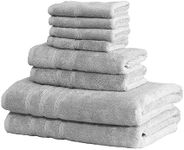 Mosobam Luxury Turkish 8pc Towel Set 30X58 16X30 13X13 Light Grey (Gray) 700 GSM Bamboo Viscose & Aegean Turkish Combed Cotton