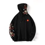 Niepce Inc Streetwear Men's Dragon Embroidered Heavyweight Graphic Hoodies, Black-Dragon, X-Large