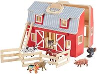 Melissa & Doug 3700 Fold and Go Wooden Barn with 7 Animal Play Figures, 11.25 x 13.5 x 7