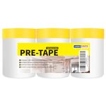 ADHES Pre Taped Masking Film with Adhesive Edge, 22 inch x 98 feet, 3 Rolls No Residue Masking Tape for Painting, Automotive, and DIY Projects Tape and Drape for Floor Furniture Protection