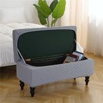 Highdi Stretch Ottoman Cover Rectangle, Elastic Ottoman Slipcover Folding Ottoman Storage Bench Covers Washable Footstool Protector Covers (45-75cm,Grey)