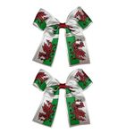 Pack Of 2 Hand-Made Wales Welsh National Flag Inspired Hair Bows - Girls Hair Accessories - Welsh Gifts - St Davids Day - Hair Styling Accessories - Girls Hair Clips - Gifts for Women