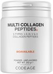 Codeage Multi Collagen Protein Powder Peptides, Hydrolyzed, Type I, II, III, V, X Grass Fed All in One Super Bone Broth Collagen Supplement, Non-GMO, 252 Grams