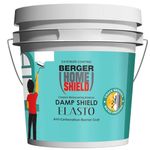 BERGER HomeShield Dampstop Elasto Waterproofing Membrane Damp Proof Basecoat for Exterior Walls Self Priming Anti-Carbonation Solution (10L, White)