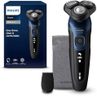 Philips Shaver Series 5000 - Wet & Dry Electric Men's Shaver in Metallic Blue with Precision Trimmer and Soft Pouch Travel Case (Model S5465/18)