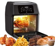 Trendi 12L Rotisserie Air Fryer Oven with Rapid Air Circulation and Large Window with Interior Light,Thermostat Control,9 Pre Set Modes,1800Watt,Black