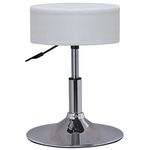 DUHOME Swivel Vanity Stool Faux Leather, Makeup stool Round with Upholstery Height Adjustable for Bedroom Living Room Kitchen, White