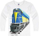 Shirts That Go Little Boys' Long Sleeve Blue Train T-Shirt 10