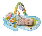 VIDGY Baby Kids 3 in 1 Play Piano Gym Mat Rack Music Fitness Rack Rattle Toy Play Crawling Mat Early Educational Toy for 0-18 Months Babies (Baby Gym Piano) (5 in 1 Piano (Blue))