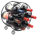 EasyPAG Metal 7 Bottles Wine Rack, Freestanding Tabletop Wine Holder, Home Kitchen Countertop Wine Storage Organiser Stand,Black