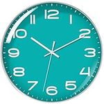 Laigoo 10 inch Green Wall Clock Analog, Silent Non-Ticking, Decorative Modern Wall Clock Battery Operated for Living Room Bathroom Bedroom Kitchen Office School