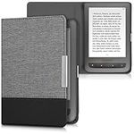 kwmobile Case Compatible with Pocketbook Touch Lux 3/Basic Lux/Basic Touch 2 - PU Leather and Canvas e-Reader Cover - Grey/Black