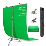 EMART Green Screen Backdrop with Stand, 5 x 8.5ft T-Shaped Greenscreen Backdrop Stand with 5 x 7ft Greenscreen, Portable Green Screen Stand Kit for Zoom, Streaming, Gaming