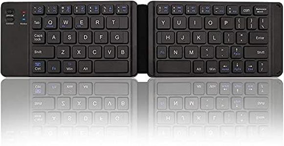 Portable Wireless Bluetooth Keyboard, Mini Foldable Keybaord Rechargable Ultra Slim Folding Keyboard Compatible with iOS Android Windows System and Smart Phone, Laptop,Tablet