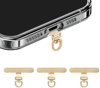 360° Rotating Stainless Steel Phone Tether Tab (Champagne Gold 3-Pack) - Universal for iPhone & Other Phones (Fits Wristbands/Necklaces/Crossbody Straps)