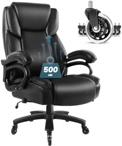 Big and Tall Office Chair 500lbs, Heavy Duty Executive Leather Office Chair for Heavy People, High Back Ergonomic Office Chair with Lumbar Support & Quiet Rubber Wheels, Extra Padded Seat, Black