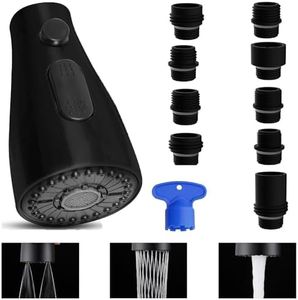 Tête de pulvérisation de rechange pour robinet de cuisine – Tête de pulvérisation de robinet rétractable avec 9 adaptateurs, pour Moen, Delta- American Standard – Tête de pulvérisation à 3 fonctions
