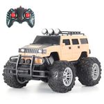 popsugar Off Roader Rechargeable Remote Control Monster Truck with 2 Speeds and 4 Headlight Modes | Lithium Battery | C-Type Charging | Remote Control Car for Kids | Made in India, Beige