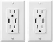 DEWENWILS 2-Pack USB Outlet, 5.0A Dual High Speed USB Ports, 15Amp Tamper-Resistant Receptacles USB Wall Outlets, Wall Plate Included, ETL Listed