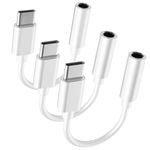 MOVESPEED USB C to 3.5mm Headphone Jack Adapter Type C to Aux Audio Dongle Cable Cord Compatible with iPhone 15 Series,iPad Pro/Air,Samsung Galaxy S23/S22 Ultra Apple MFi Certified 3 Pack White